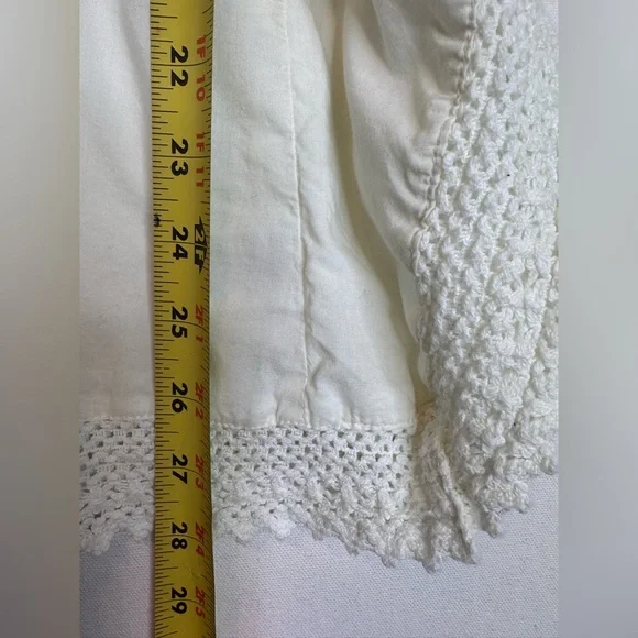 Passport Crochet Trim Kimono Top size Medium cream gathered waist Boho blouse - Picture 6 of 9